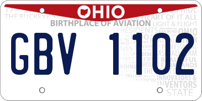 OH license plate GBV1102