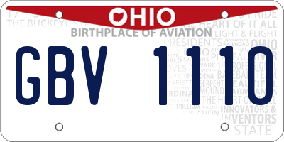 OH license plate GBV1110
