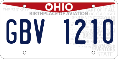 OH license plate GBV1210