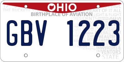 OH license plate GBV1223