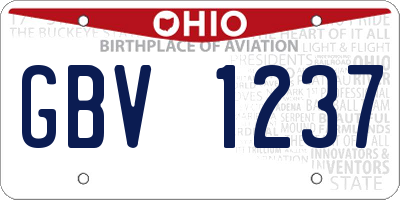 OH license plate GBV1237