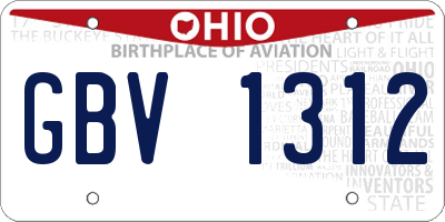 OH license plate GBV1312