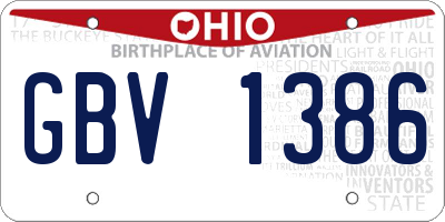 OH license plate GBV1386