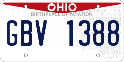 OH license plate GBV1388