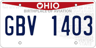OH license plate GBV1403