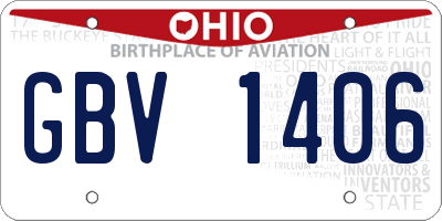 OH license plate GBV1406