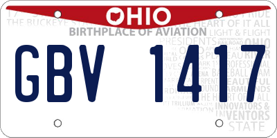 OH license plate GBV1417