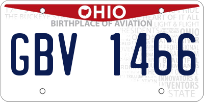 OH license plate GBV1466
