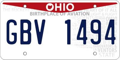 OH license plate GBV1494