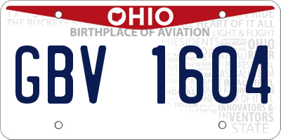 OH license plate GBV1604