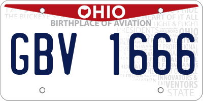 OH license plate GBV1666
