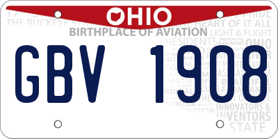OH license plate GBV1908