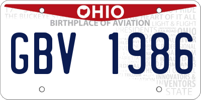 OH license plate GBV1986