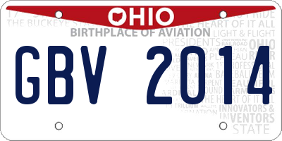 OH license plate GBV2014