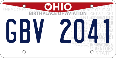 OH license plate GBV2041