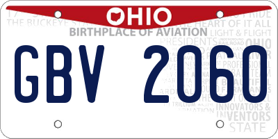 OH license plate GBV2060