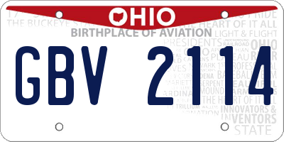OH license plate GBV2114