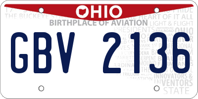 OH license plate GBV2136