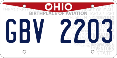 OH license plate GBV2203