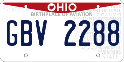 OH license plate GBV2288