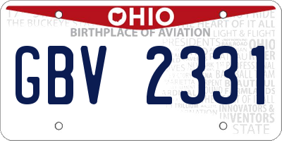 OH license plate GBV2331
