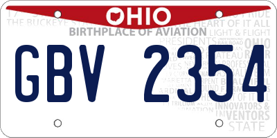OH license plate GBV2354