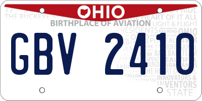 OH license plate GBV2410