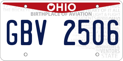 OH license plate GBV2506