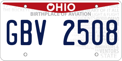 OH license plate GBV2508
