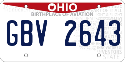 OH license plate GBV2643