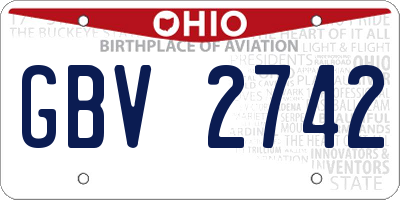 OH license plate GBV2742