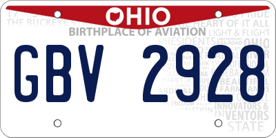 OH license plate GBV2928