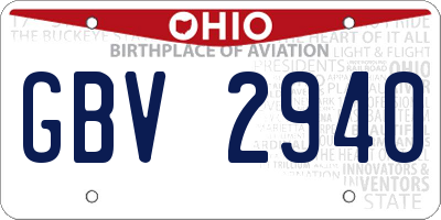 OH license plate GBV2940