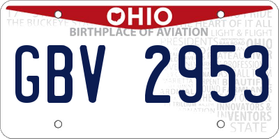 OH license plate GBV2953