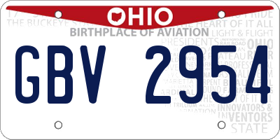 OH license plate GBV2954