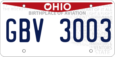 OH license plate GBV3003