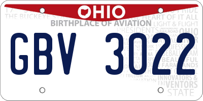 OH license plate GBV3022