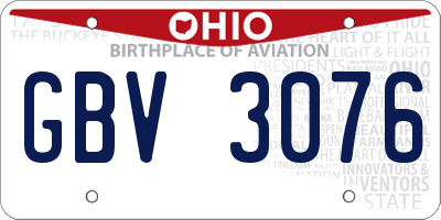 OH license plate GBV3076
