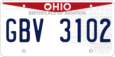 OH license plate GBV3102
