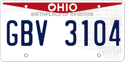 OH license plate GBV3104