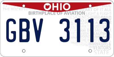OH license plate GBV3113