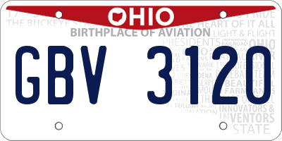 OH license plate GBV3120