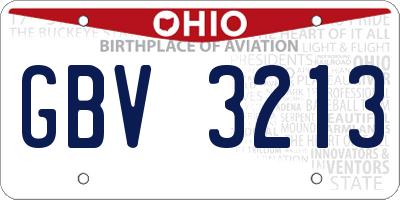 OH license plate GBV3213