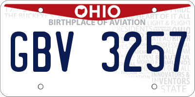 OH license plate GBV3257