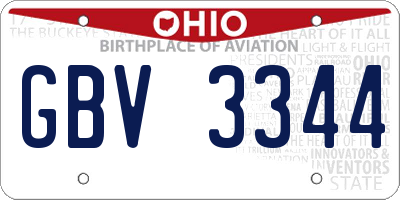 OH license plate GBV3344