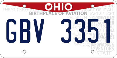 OH license plate GBV3351