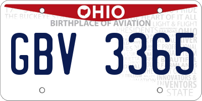 OH license plate GBV3365