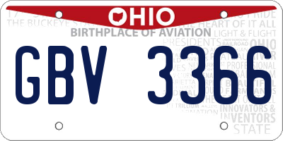 OH license plate GBV3366