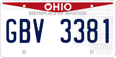 OH license plate GBV3381