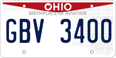 OH license plate GBV3400